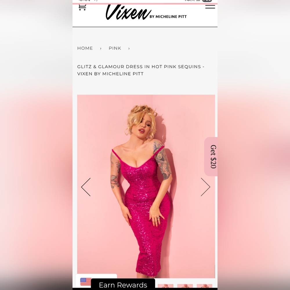 Vixen by Micheline Pitt Hot Pink Sequin Dress